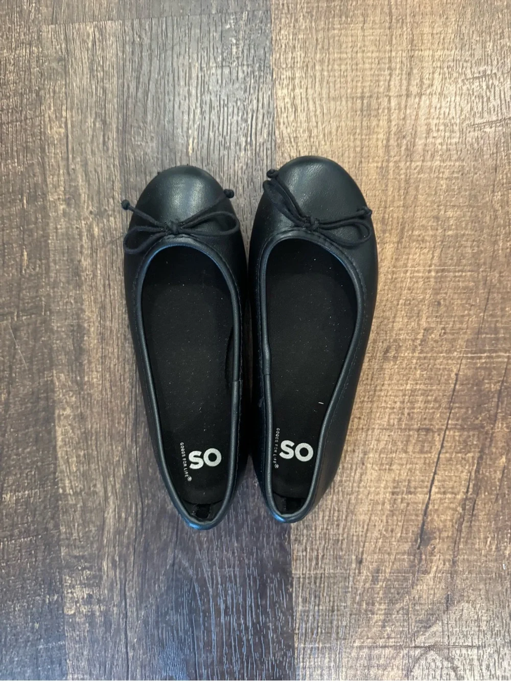 Sonoma Black Girls' Ballet Flats with Bow Trim